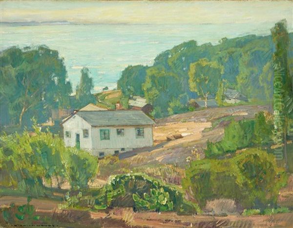 Houses Along The Coast Oil Painting by William Wendt