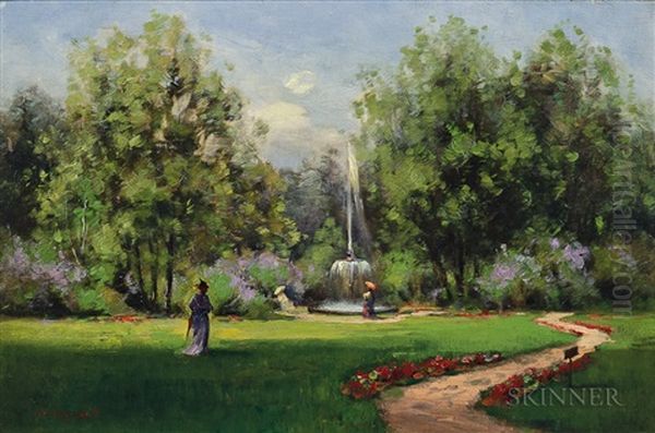 Stroll In The Park Oil Painting by William Wendt