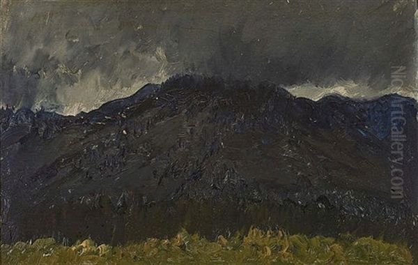 Mountain Landscape And Thick Clouds Oil Painting by Josef Wenglein