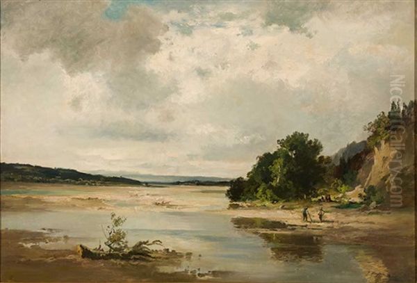 An Der Isar Oil Painting by Josef Wenglein