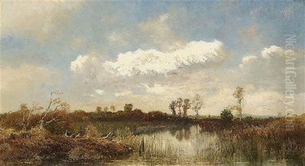 Weite Moorlandschaft Oil Painting by Josef Wenglein