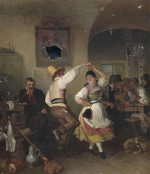 Tanz Im Wirtshaus Oil Painting by Johann Baptist Wengler