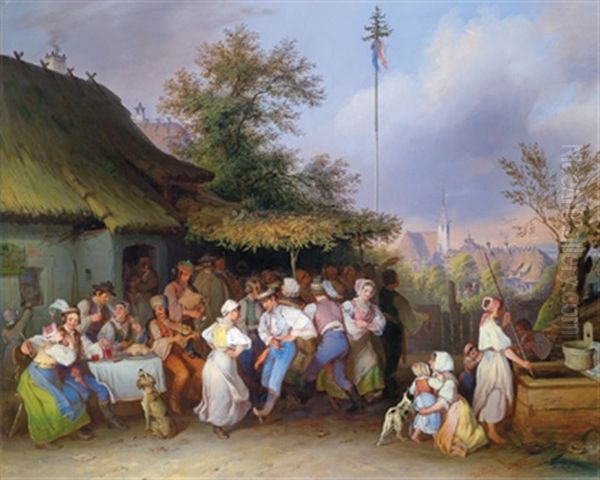 Slowakisches Kirchweihfest Oil Painting by Johann Baptist Wengler