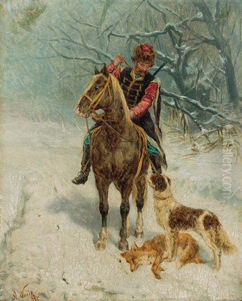 Cossack Oil Painting by Karl Bogdanovich Wenig