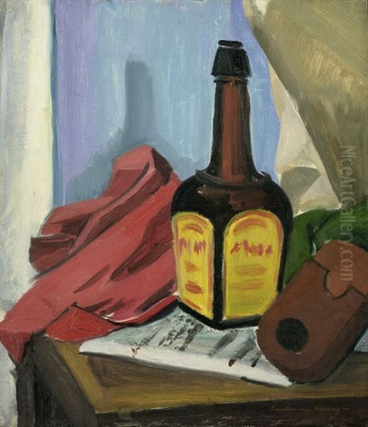 Stilleben Mit Maggiflasche Oil Painting by Ludwig Weninger