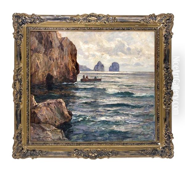 Faraglioni Bei Capri Oil Painting by Albert Wenk