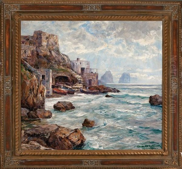 Italian Villa, Isle Of Capri Oil Painting by Albert Wenk