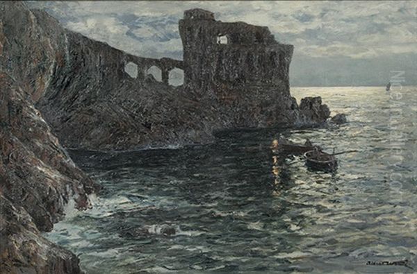 Ruinen An Der Kuste Von Capri Oil Painting by Albert Wenk