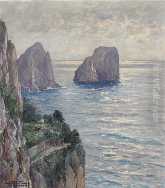 Capri, Die Faraglioni-felsen Oil Painting by Albert Wenk