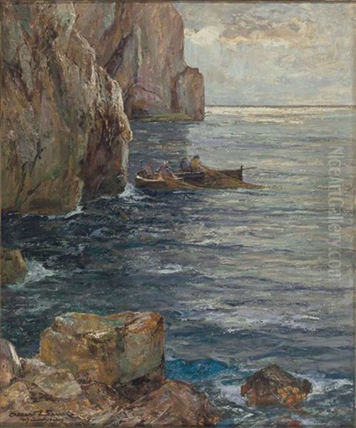 Fischer Vor Capri Oil Painting by Albert Wenk