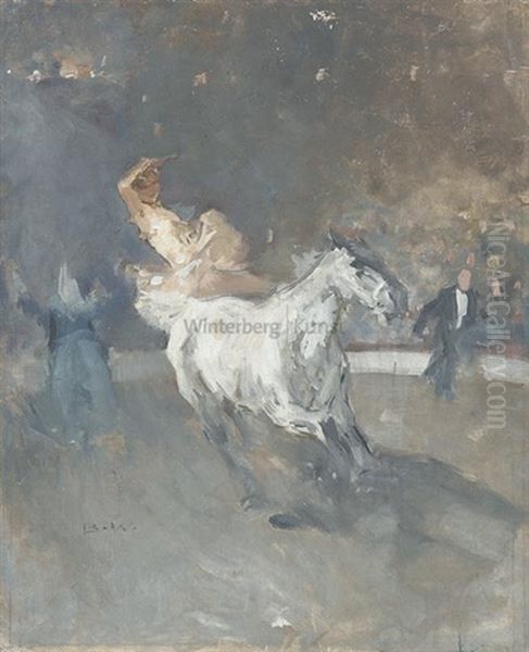 Zirkusreiterin In Der Manege, Links Ein Clown Mit Erhobenen Armen, Rechts Der Zirkusdirektor Oil Painting by Brynolf Wennerberg