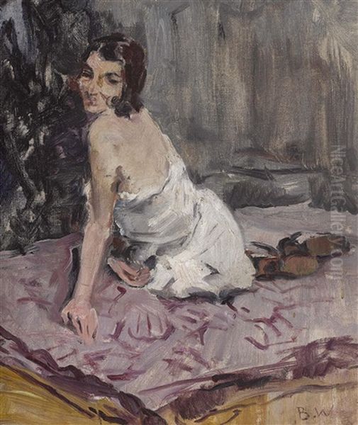 Junge Frau, Auf Einem Teppich Sitzend Oil Painting by Brynolf Wennerberg