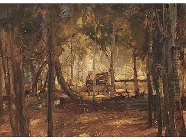 Forest Oil Painting by Pieter Willem Frederick Wenning