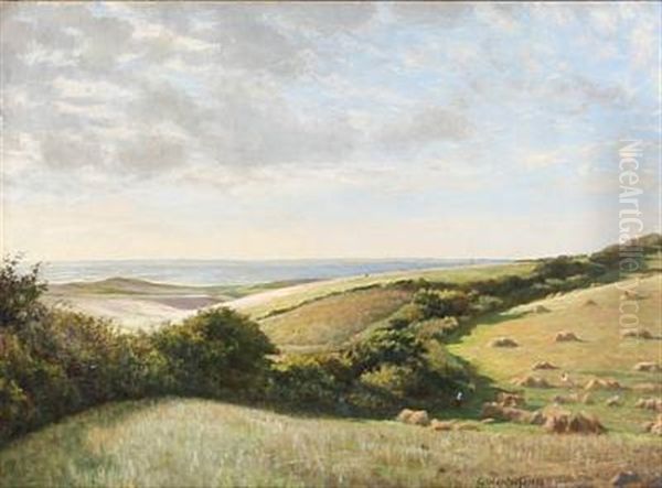 Summer Landscape Near A Coast Oil Painting by Carl Christian Ferdinand Wentorf