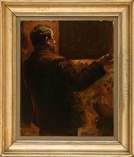 En Kunstauktion Paa Charlottenborg (study) Oil Painting by Carl Christian Ferdinand Wentorf