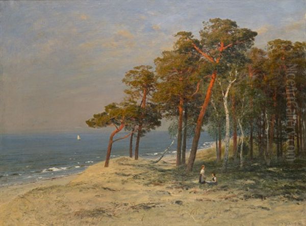 Nachmittag Auf Der Dune - Blick Auf Die Ostseekuste Auf Dem Darss Oil Painting by Julius Wentscher