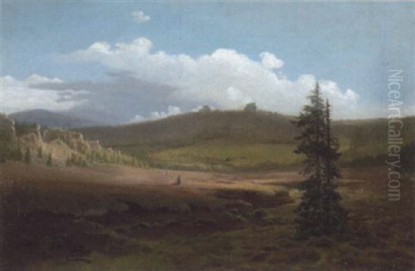 Heidetal Mit Schafer Oil Painting by Julius Wentscher