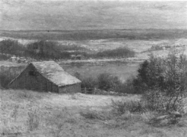 Winter Farm View Oil Painting by Daniel F. Wentworth