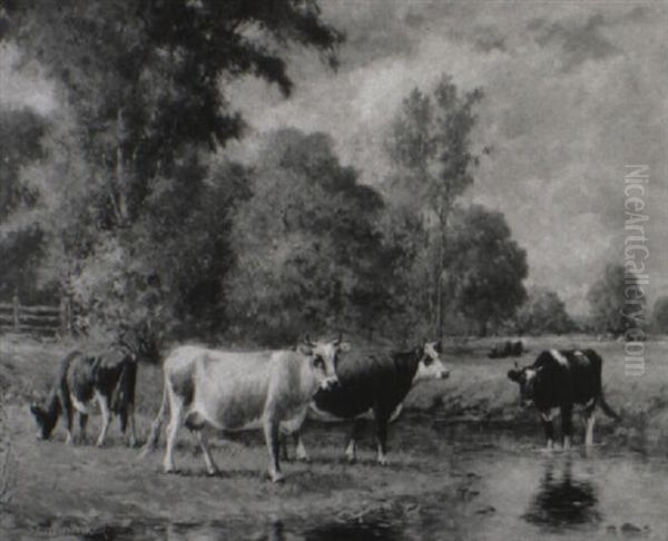 The Meadow Brook Oil Painting by Daniel F. Wentworth