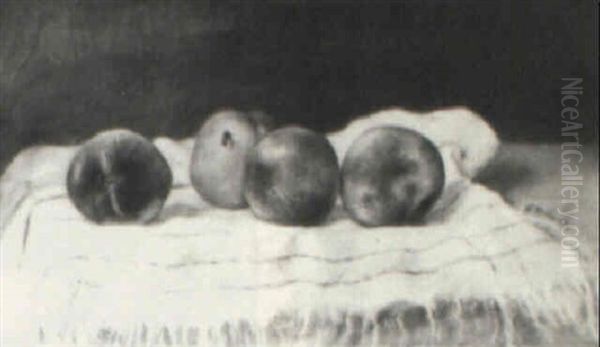 Apples On A Tablecloth Oil Painting by Daniel F. Wentworth