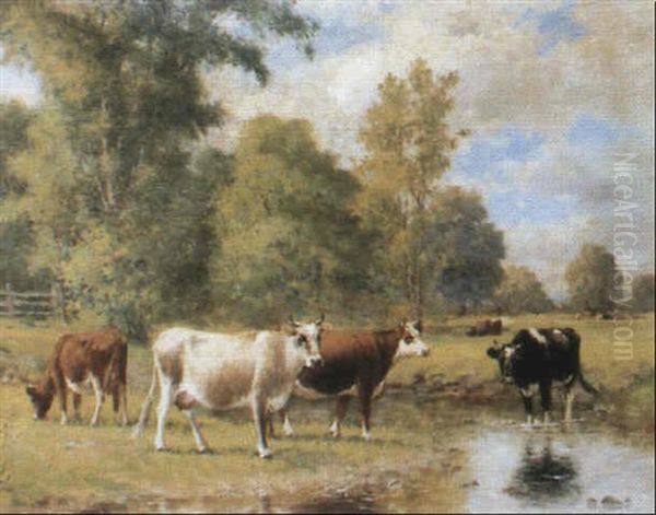 The Meadow Brook Oil Painting by Daniel F. Wentworth