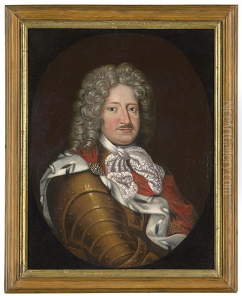 Portrat Friedrich I Von Preusen: Brustbild Im Oval Im Harnisch Mit Hermelinmantel Oil Painting by Johann Friedrich Wentzel the Elder