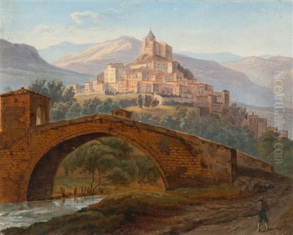 Ansicht Von Rocca San Stefano Oil Painting by Michael Wentzel