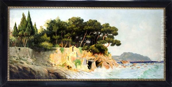 Kustenpanorama Mit Hohlen Im Fels Oil Painting by Nils Gustav Wentzel