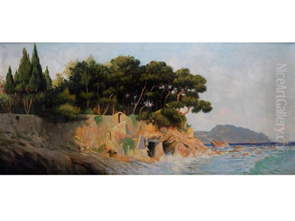 Italienische Kustenlandschaft Oil Painting by Nils Gustav Wentzel