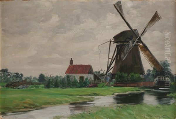 Vindmolle Oil Painting by Nils Gustav Wentzel