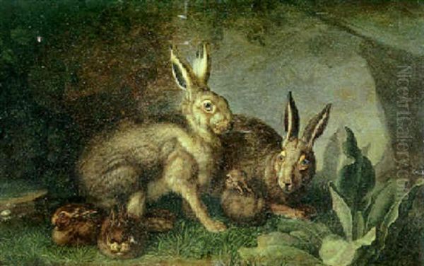 La Famille Du Lapin Oil Painting by Peter Wenzel