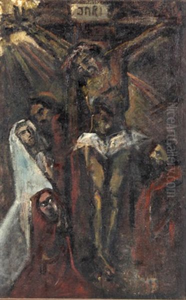 Golgotha - Kreuzigung Oil Painting by Richard Wenzel