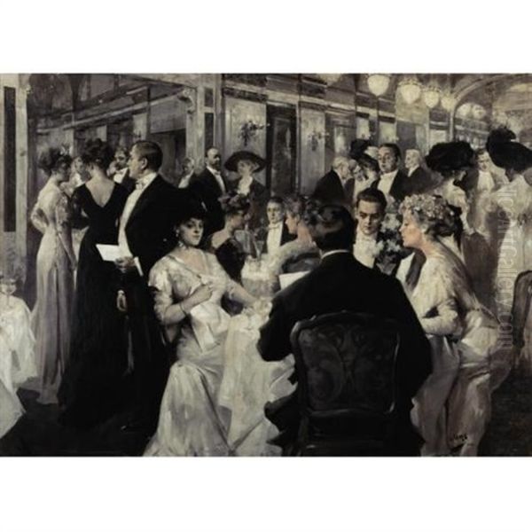 An Elegant Soiree Oil Painting by Albert Beck Wenzell