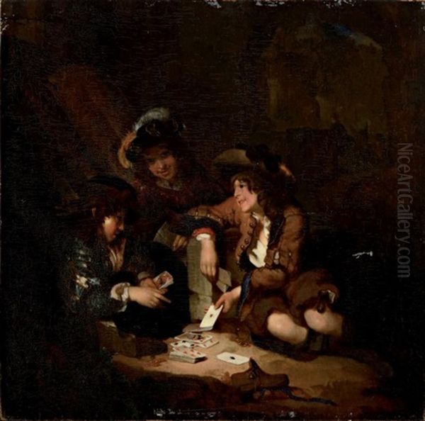 Le Jeu De Cartes Oil Painting by Adriaen Van Der Werff