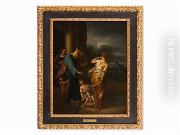 Expulsion Of Hagar Oil Painting by Adriaen Van Der Werff