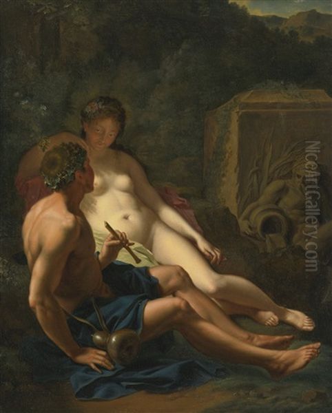 Daphnis And Chloe In A Wooded Landscape Oil Painting by Pieter van der Werff