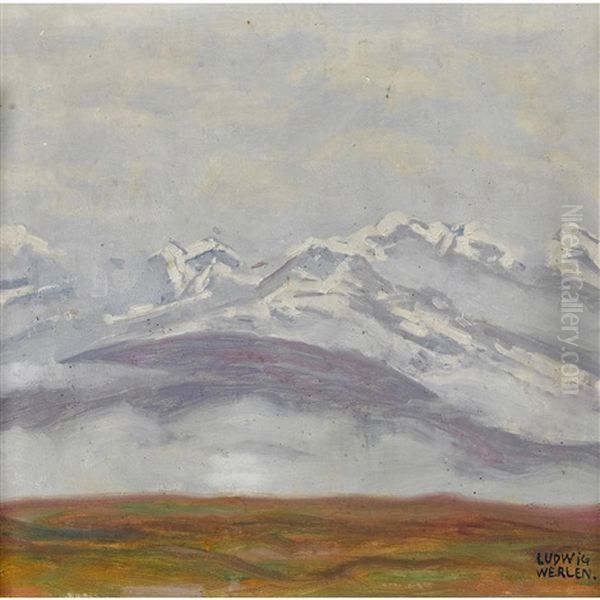 Blick Auf Die Alpen Im Herbst Oil Painting by Ludwig Werlen