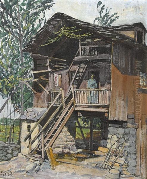 Walliser Bauernhaus Im Sommer Oil Painting by Ludwig Werlen