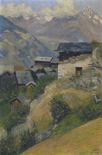 Dorf Im Gebirge Oil Painting by Ludwig Werlen