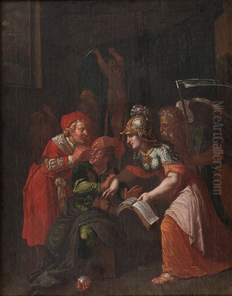 Habenda In Primis Animi Cura - Allegorische Darstellung Oil Painting by Joseph Werner the Younger