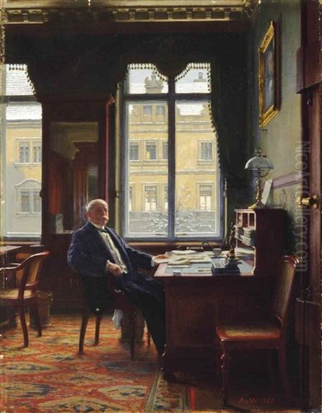 Portrait Of A Gentleman At His Desk Oil Painting by Anton Alexander von Werner