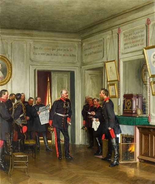 Kronprinz Friedrich Wilhlem Von Preussen Empfangt General Von Weyern In Der Villa Les Ombrages In Versailles Oil Painting by Anton Alexander von Werner