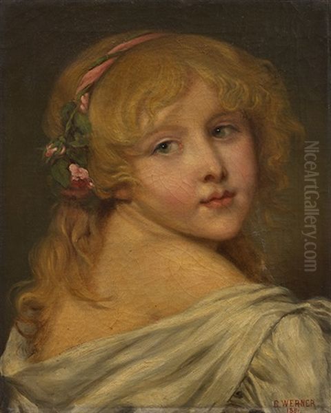 Bildnis Eines Blonden Madchens Oil Painting by Carl Friedrich Heinrich Werner