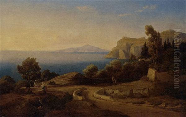 A View Of The Southern Italian Coast Oil Painting by Carl Friedrich Heinrich Werner