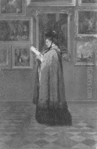 The Museum Visit Oil Painting by Fritz (Alexander Friedrich) Werner