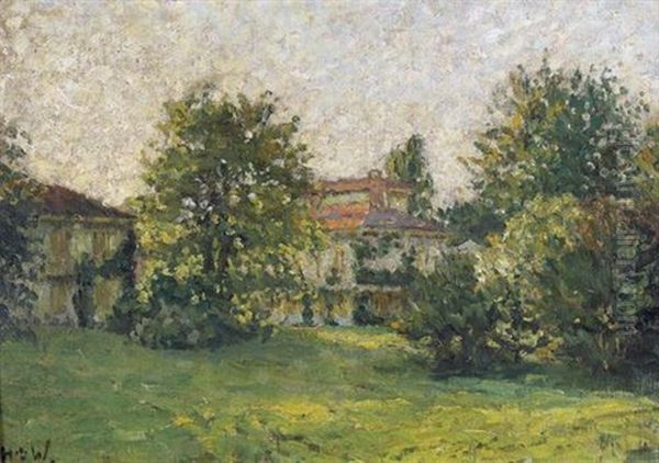 Sonnige Gartenpartie In Mailand Oil Painting by Heinrich Ferdinand Werner