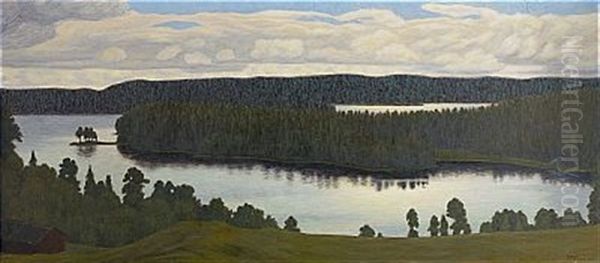 Skymningslandskap Oil Painting by Hilding Werner