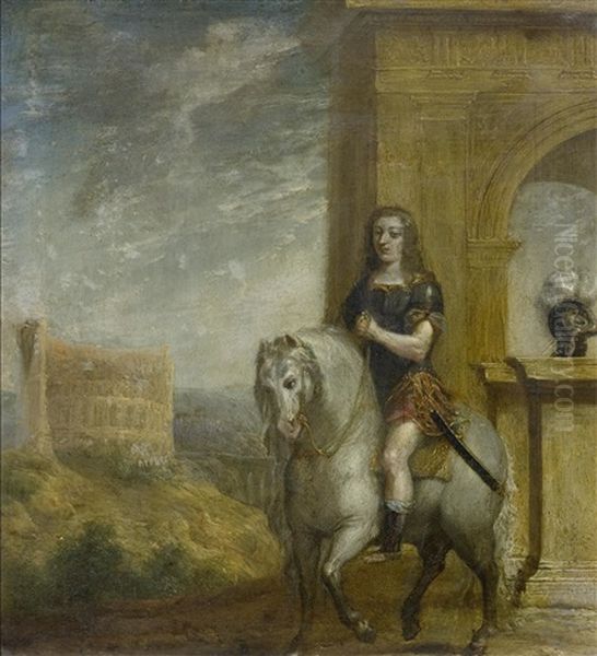 Louis Xiv As A Roman Emperor On Horseback In A Landscape Oil Painting by Joseph Werner