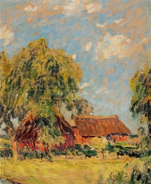 Holsteinisches Bauerngehoft Im Sonnenschein Oil Painting by Max Werner