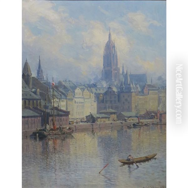 View Of Frankfurt Oil Painting by Reinhold Werner